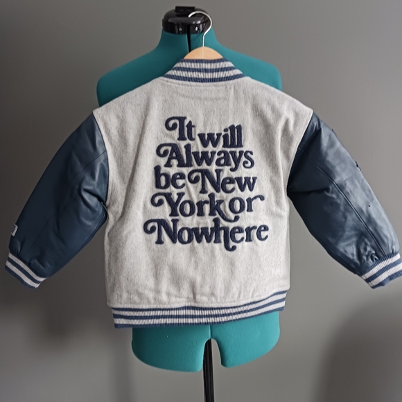 NWOT NYON YANKEES boys Lambskin Leather/ Wool Bomber Jacket Size XS - Picture 2 of 10